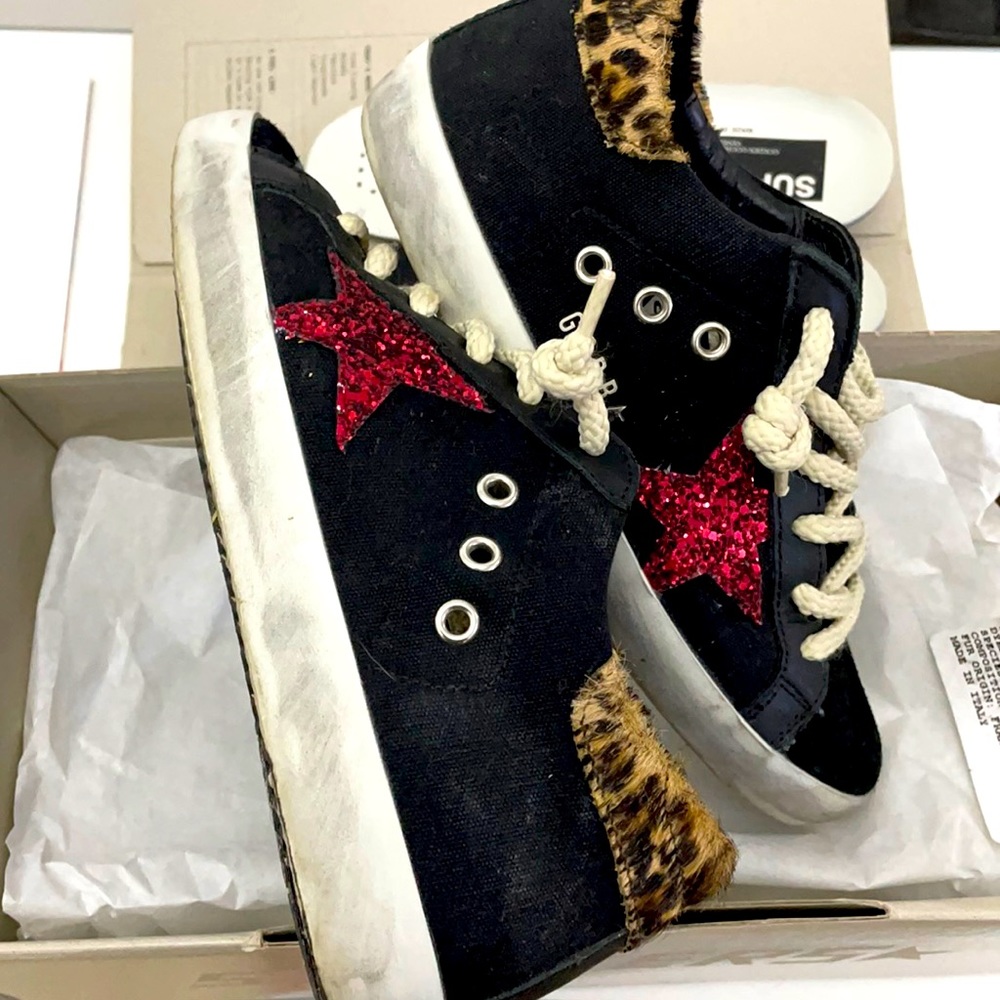 Golden Goose Black Canvas Leather Sneakers size 36